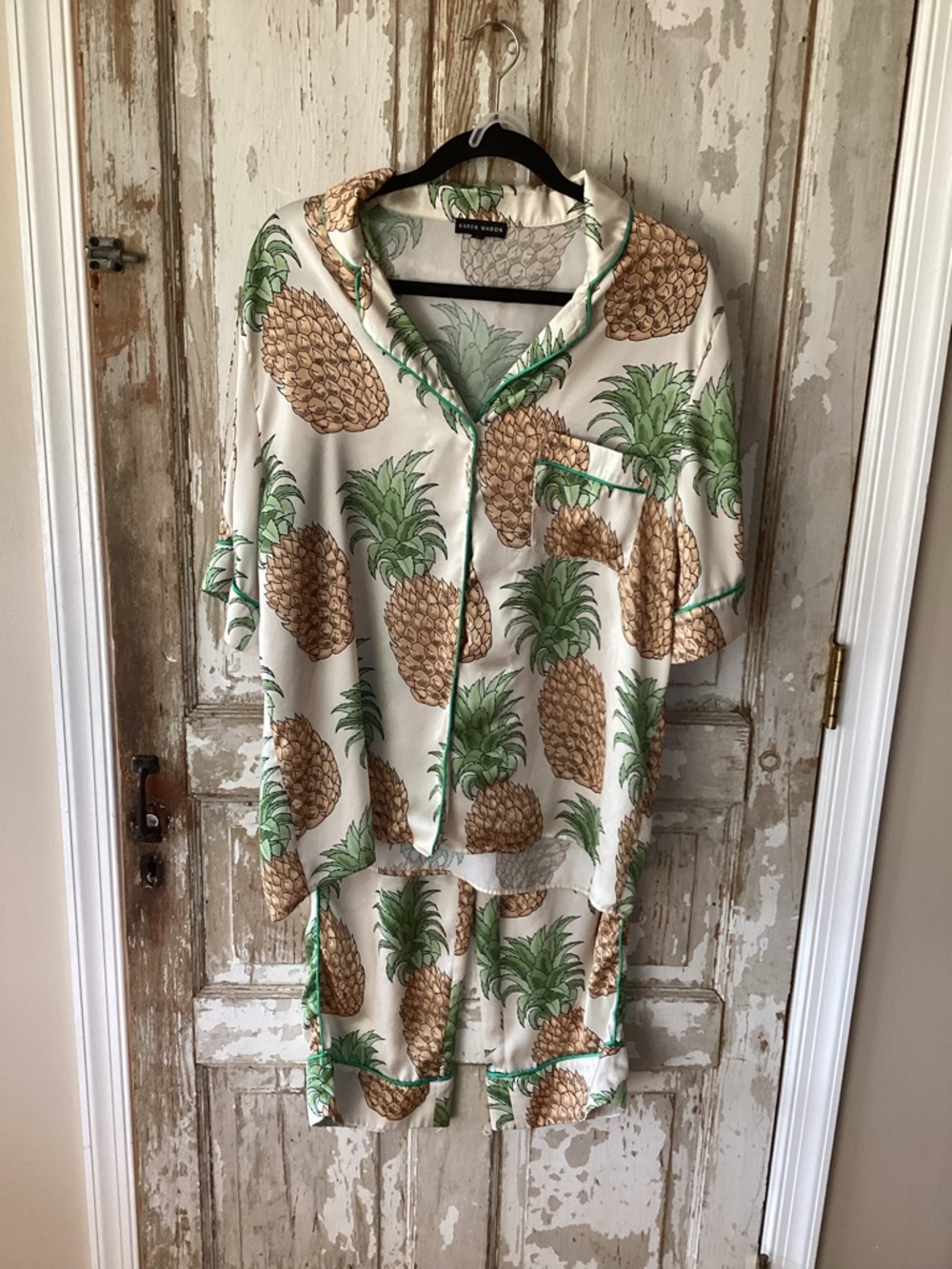 Pineapple Print Karen Mabon Pajama Set - Size M - a few pulls on shirt